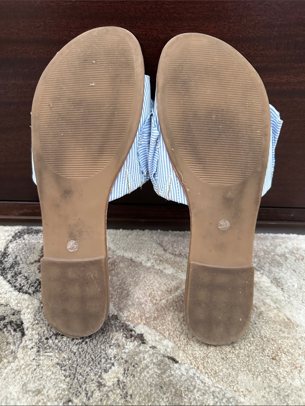 Joe Fresh Blue Striped Ruffle Slide Sandals - Picture 7 of 11